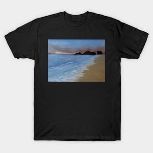 Evening At The Beach oil painting by tabitha kremesec T-Shirt